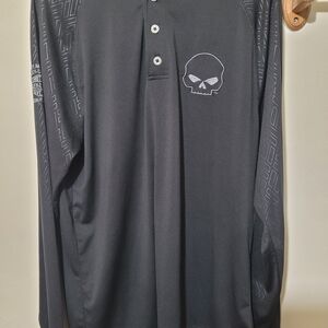 Harley-Davidson Black Long-Sleeve Polo with Skull Logo